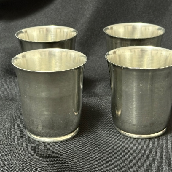 Vintage German 19th Century Pewter Barware Cups Set of 4 Angel Mark w Scales F K - Picture 2 of 6